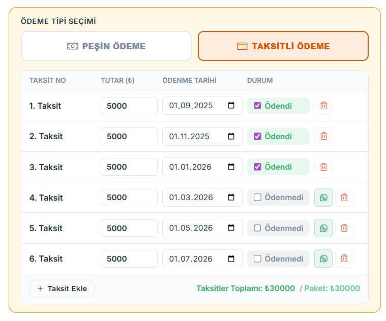 Öğrenci Profili ve Ödeme Takip Ekranı