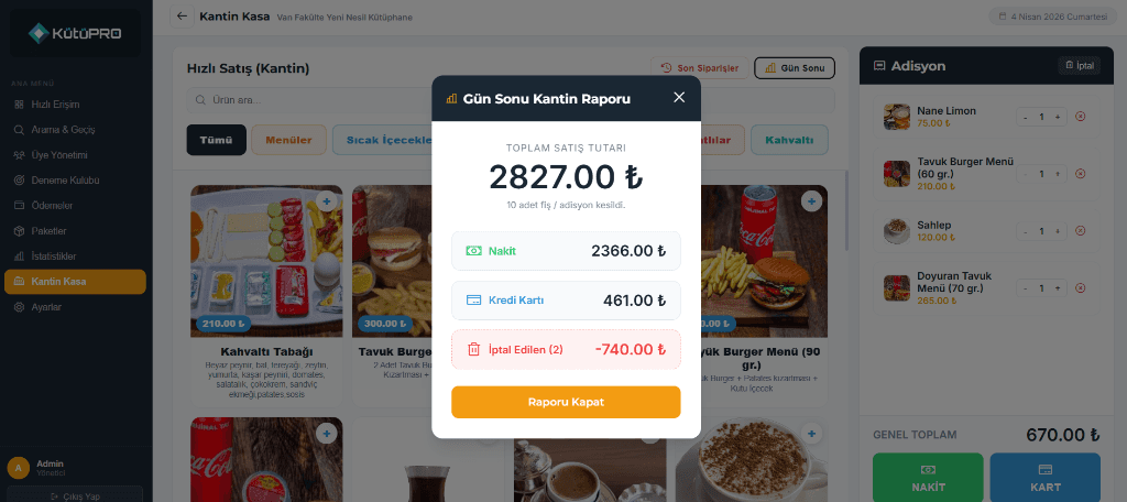 Gün Sonu ve Ciro Rapor Ekranı
