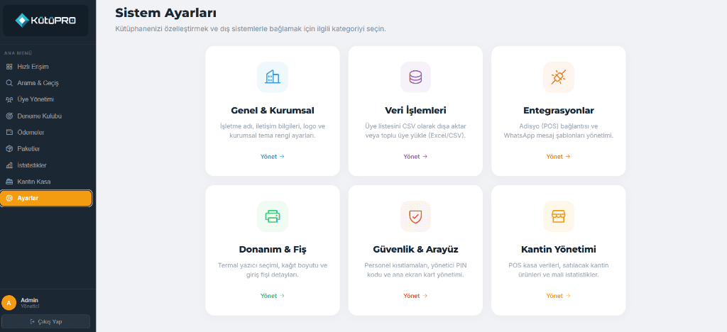 Sistem Ayarları ve Güvenlik Paneli